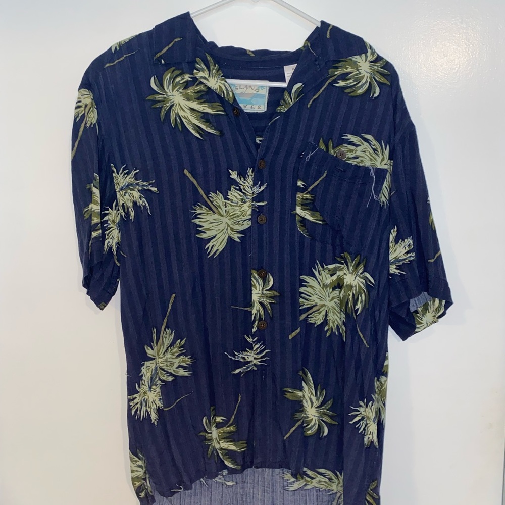 Navy Hawaiian Button down shirt